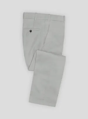 Light Gray Feather Cotton Canvas Stretch Pants