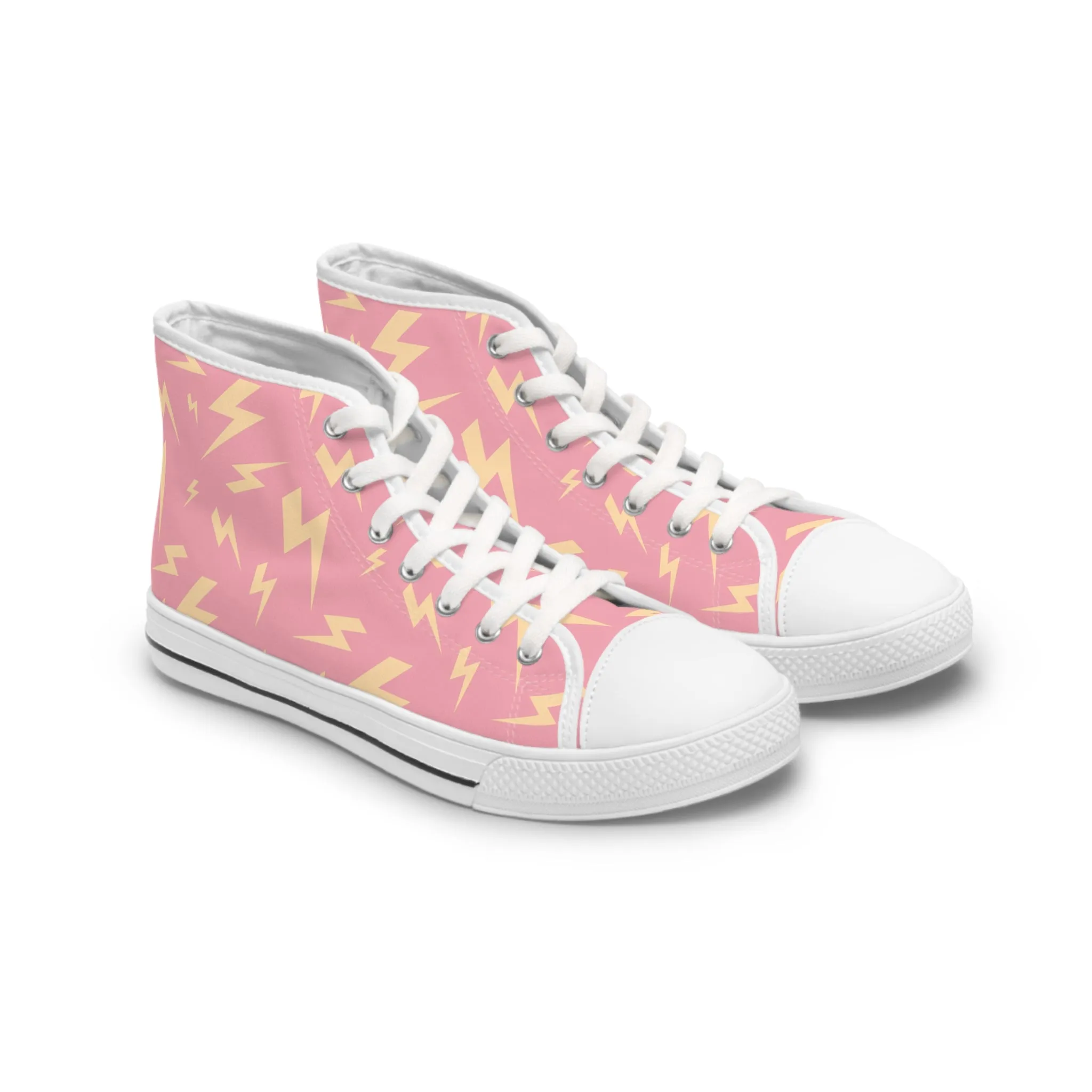 Lightning on Pink Background Women's High Top Sneakers