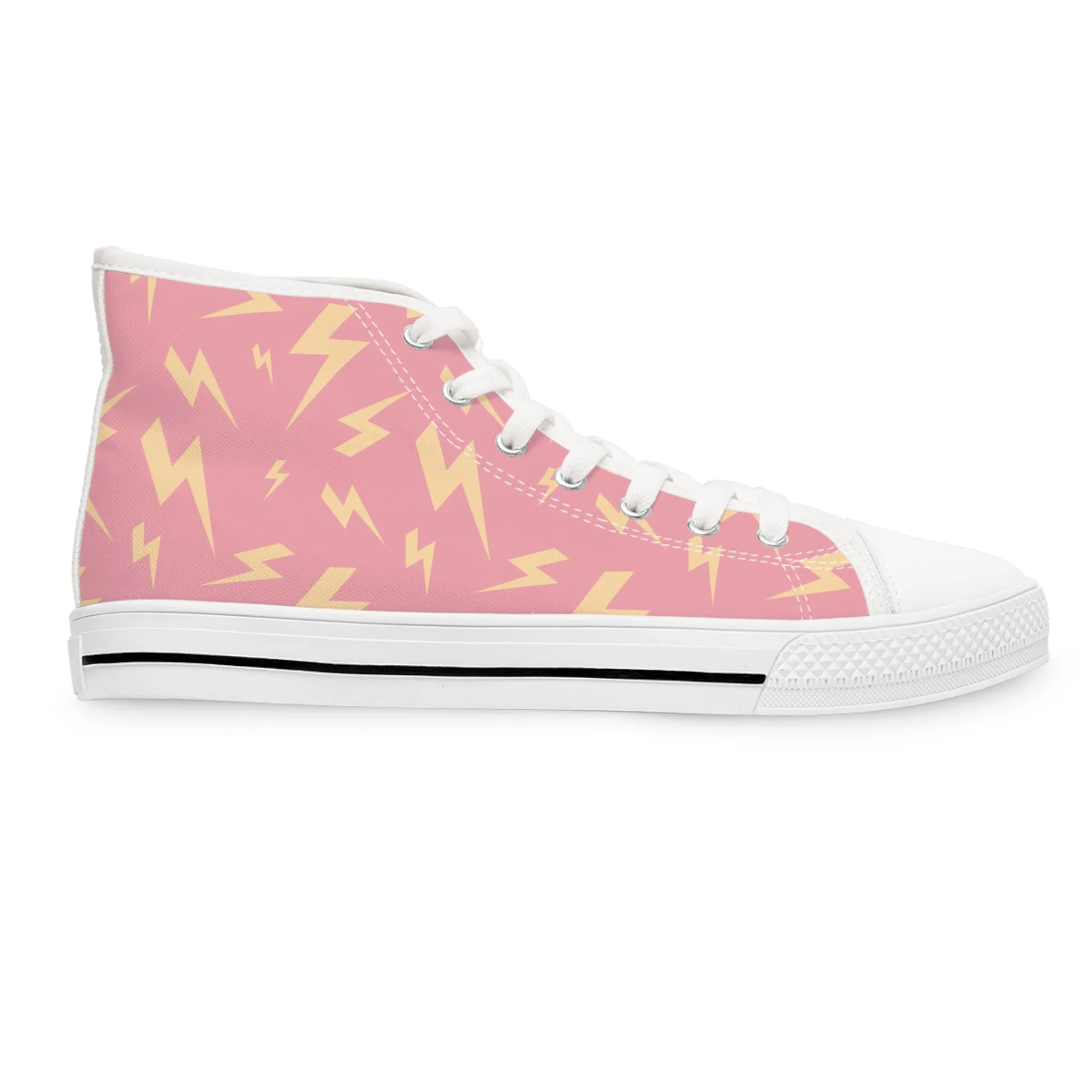 Lightning on Pink Background Women's High Top Sneakers