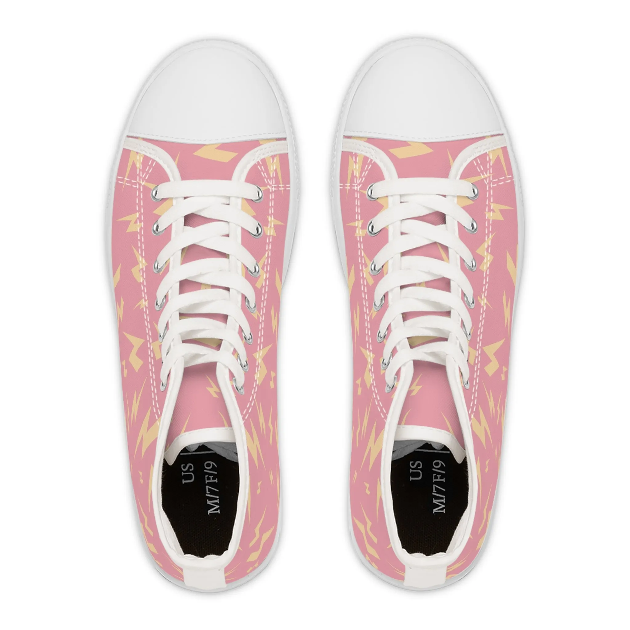 Lightning on Pink Background Women's High Top Sneakers