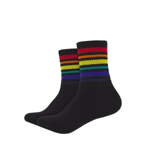 Mens Retro Stripes Crew Length Socks with Arch Support