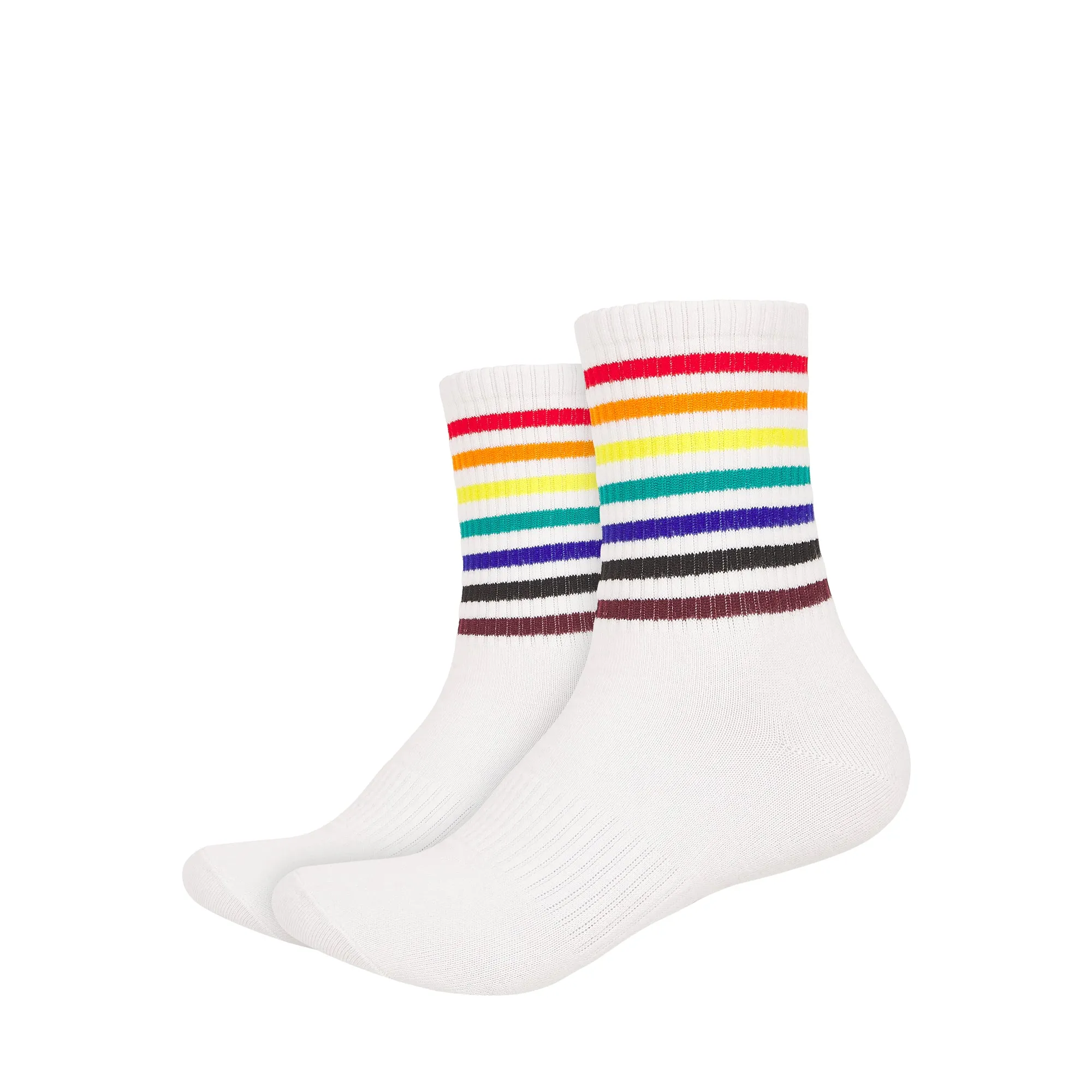 Mens Retro Stripes Crew Length Socks with Arch Support