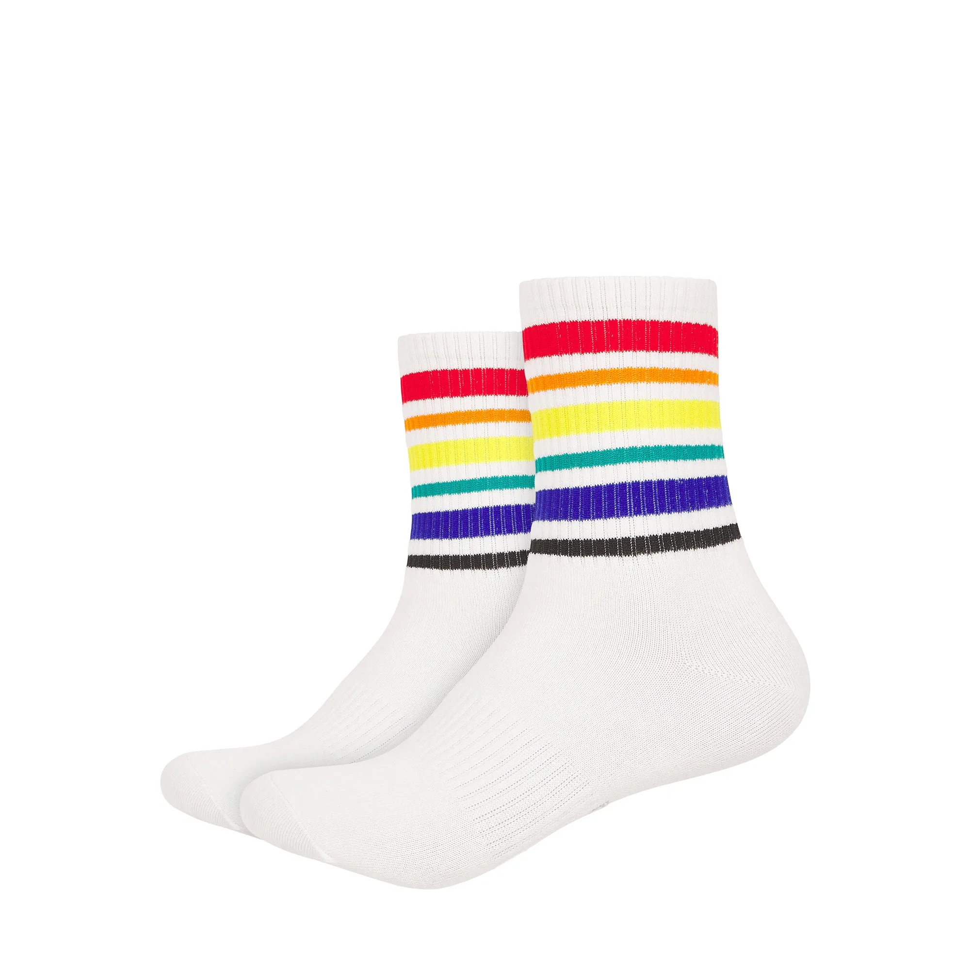 Mens Retro Stripes Crew Length Socks with Arch Support