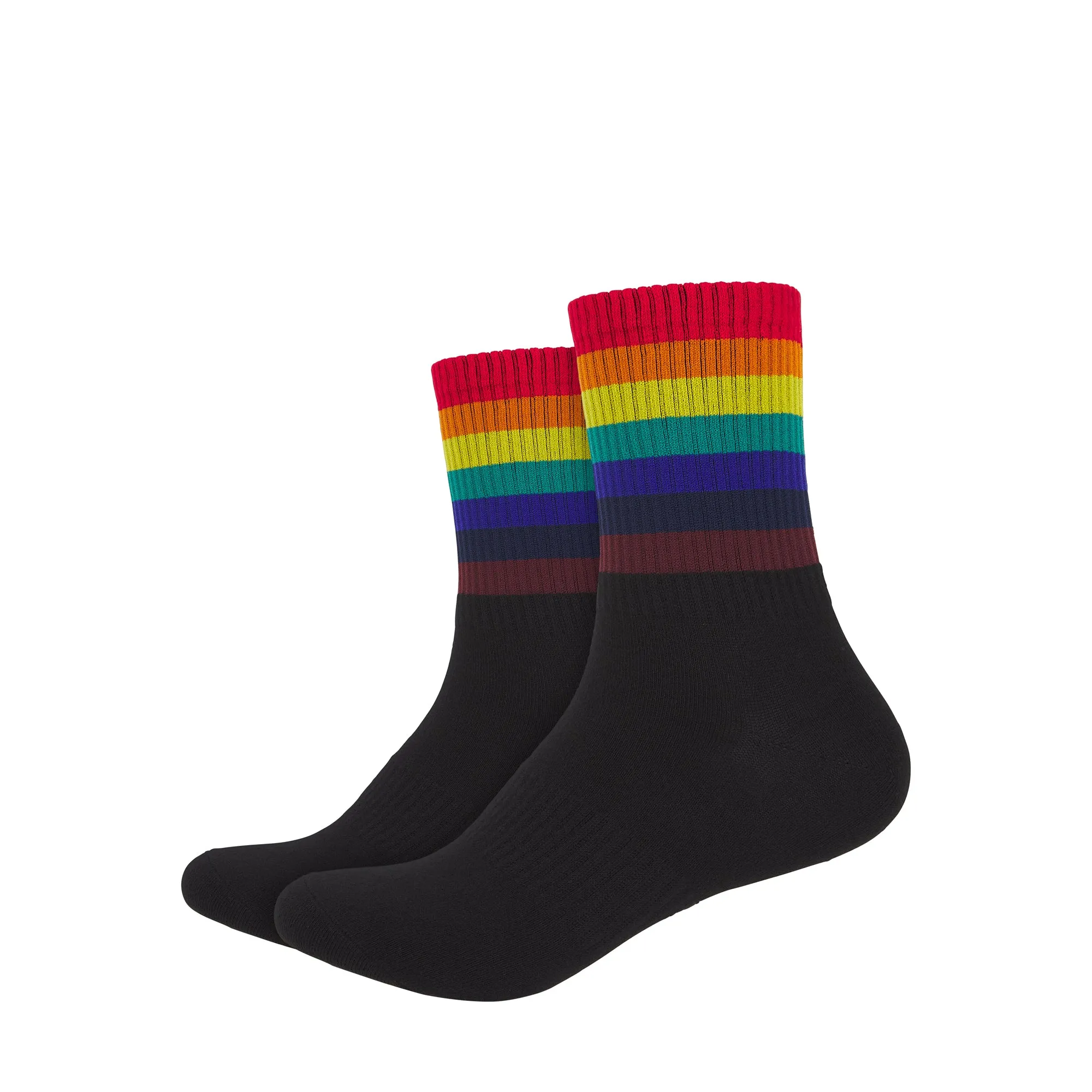 Mens Retro Stripes Crew Length Socks with Arch Support