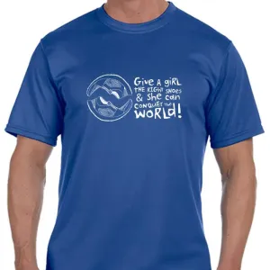 Men's Sports Tech Short Sleeve Crew - "Give A Girl The Right Shoes And She Can Conquer The World"