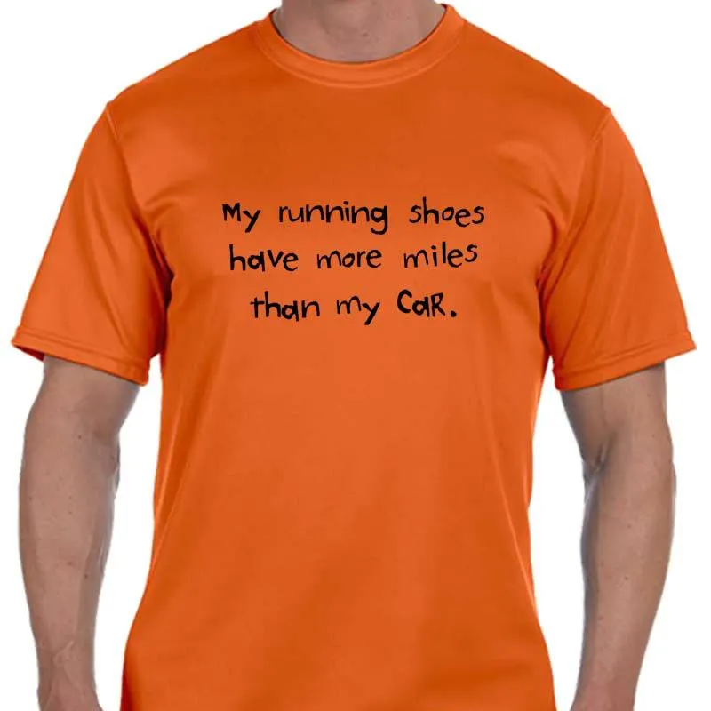 Men's Sports Tech Short Sleeve Crew - "My Running Shoes Have More Miles Than My Car"