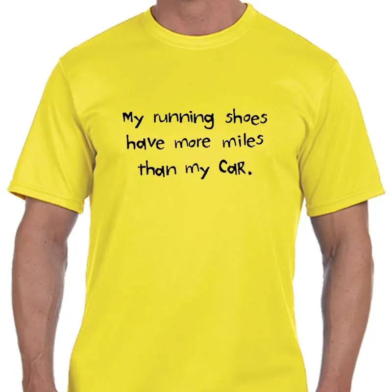 Men's Sports Tech Short Sleeve Crew - "My Running Shoes Have More Miles Than My Car"