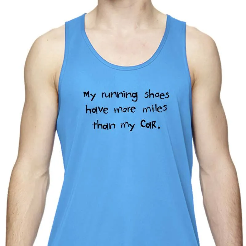 Men's Sports Tech Tank - "My Running Shoes Have More Miles Than My Car"