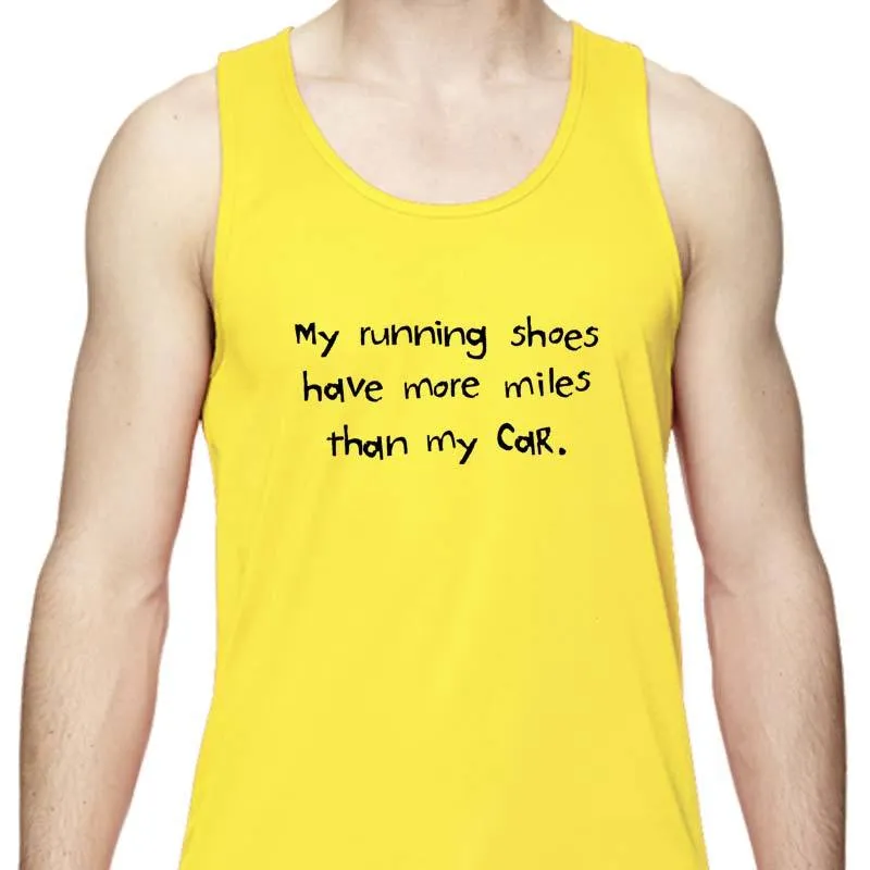 Men's Sports Tech Tank - "My Running Shoes Have More Miles Than My Car"