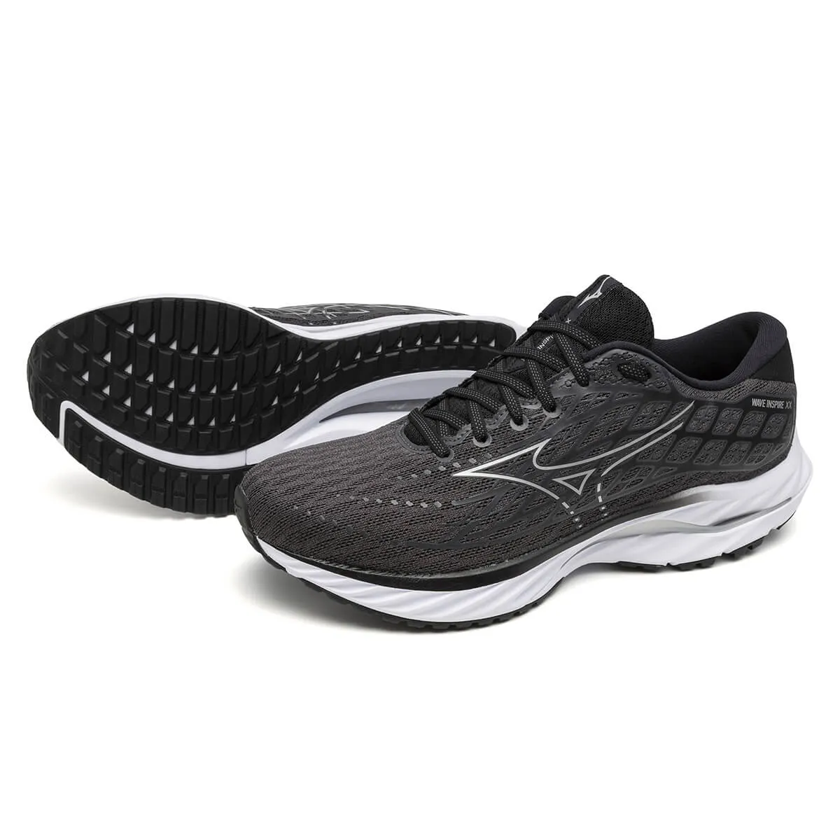 Mizuno Wave Inspire 20 Mens | Ebony/white/black