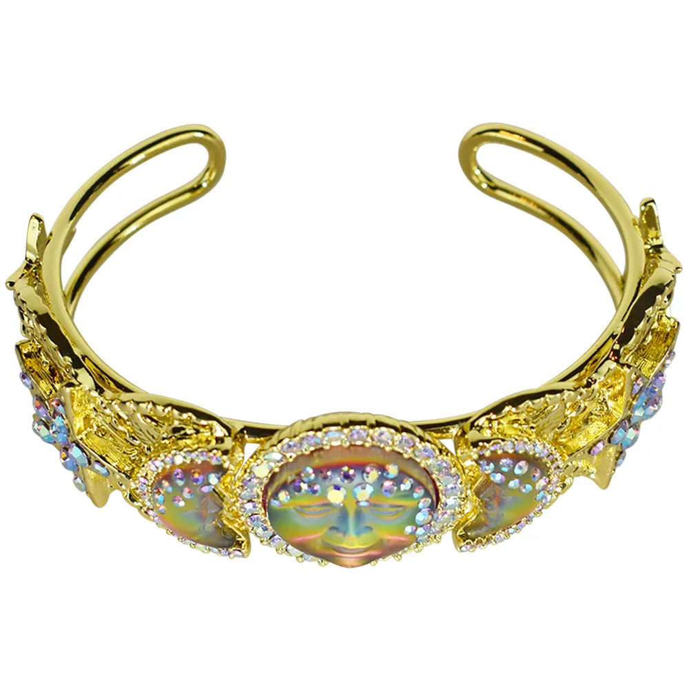 Mystic Seaview Moon Spellcaster Cuff Bracelet (Goldtone/Mystic Iridis)