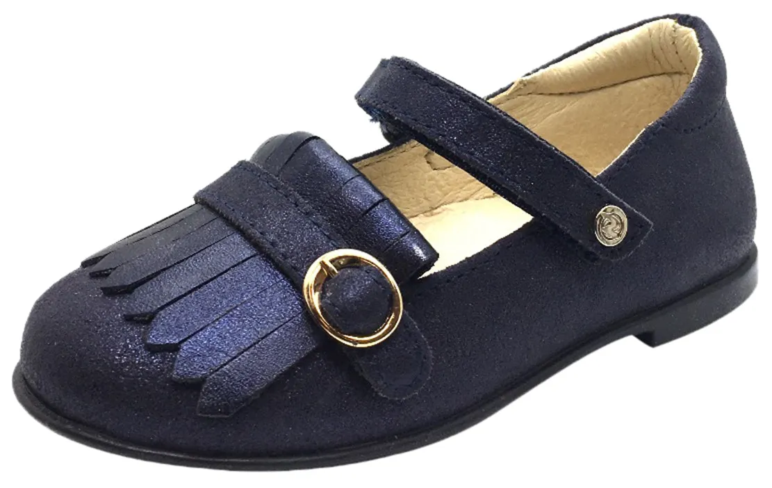 Naturino Girl's 9201 Navy Glitter Buckle Upper Classic Buckle Strap Mary Jane Flats