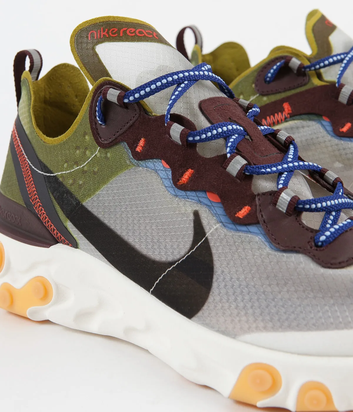 Nike React Element 87 Shoes - Moss / Black - El Dorado - Deep Royal Blue