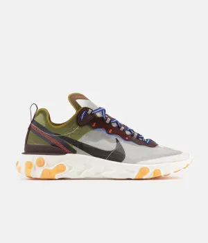 Nike React Element 87 Shoes - Moss / Black - El Dorado - Deep Royal Blue