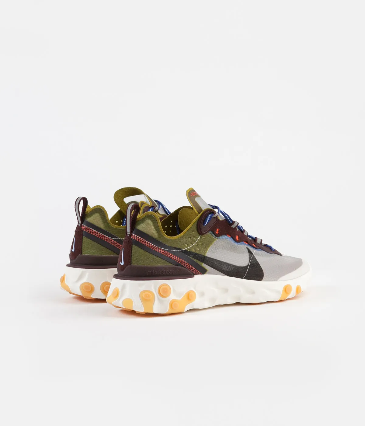 Nike React Element 87 Shoes - Moss / Black - El Dorado - Deep Royal Blue