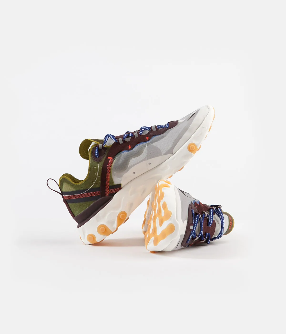 Nike React Element 87 Shoes - Moss / Black - El Dorado - Deep Royal Blue