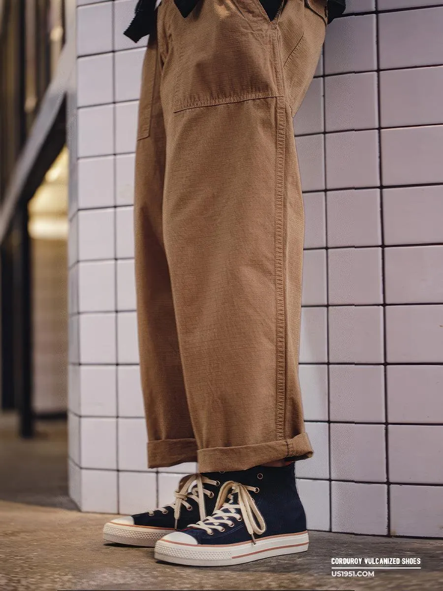 Nostalgic Corduroy High-top Canvas Shoes