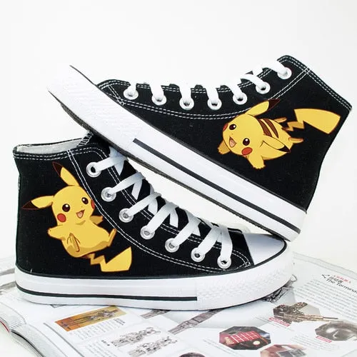 Pokemon Anime Cartoon Hand Painted Canvas Shoes High Top Casual Sneaker Minion Shoes Adults Minions Sneakers