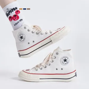 Popular Summer High Top White Canvas Shoes