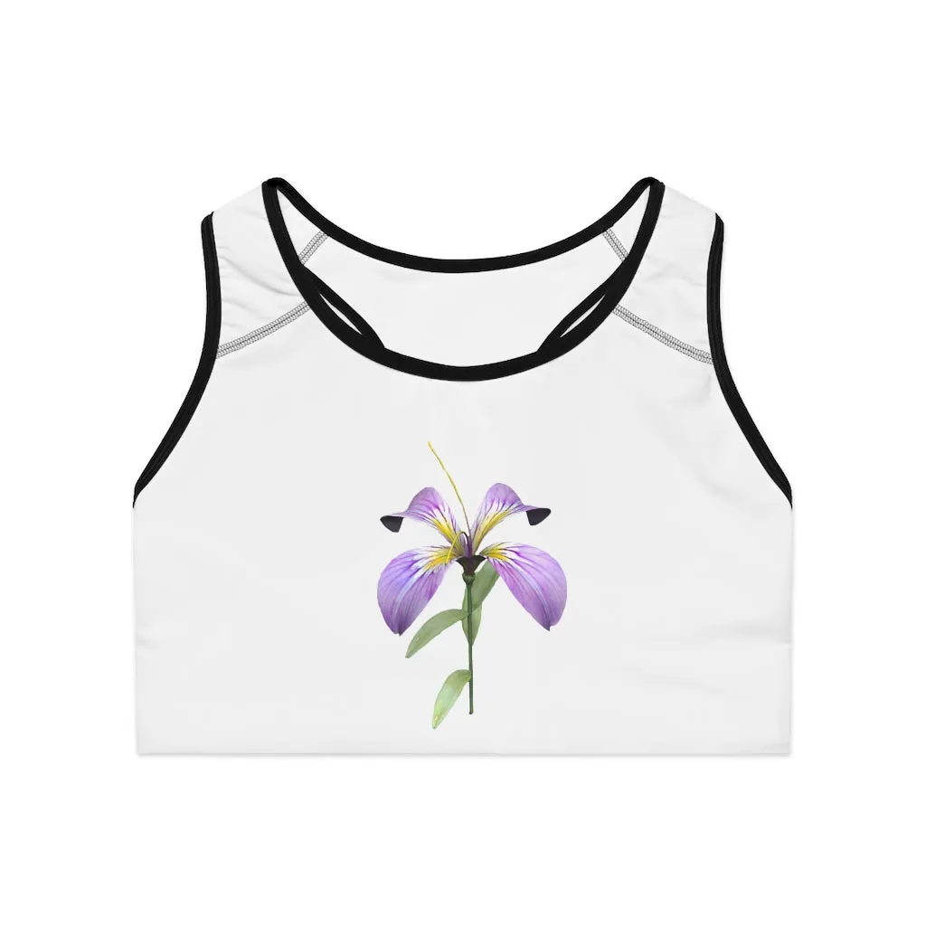 Purple Flower Sports Bra (AOP)