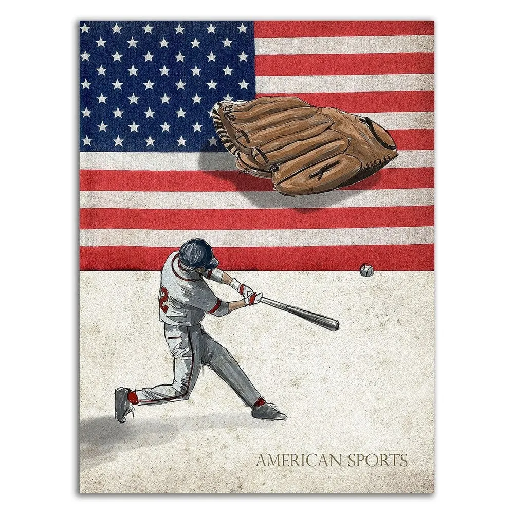 "American Sports: Baseball 1" by GraphINC, Print on Canvas, Ready to Hang