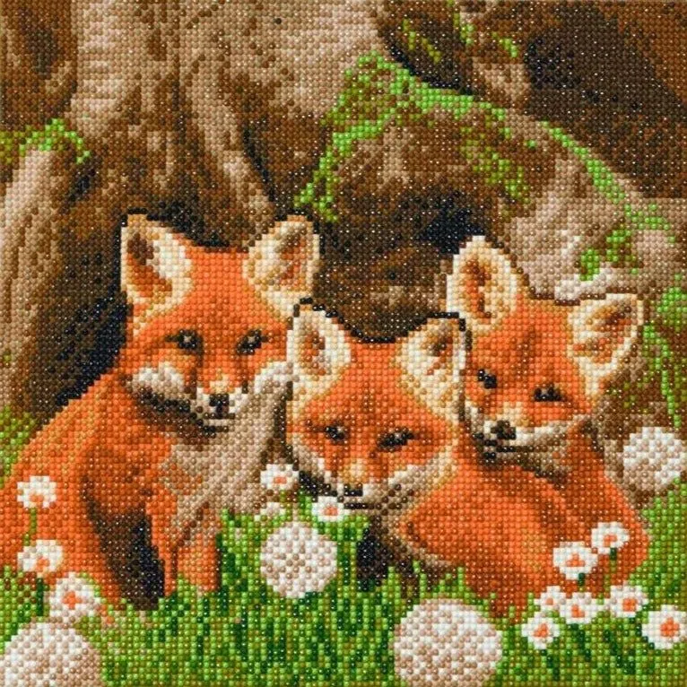 "Fox Cubs" Crystal Art Kit 30x30cm