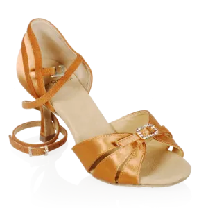 Ray Rose Light Tan Satin Ladies Latin Dance Shoe with Round Toe 871-X Pavo_SALE