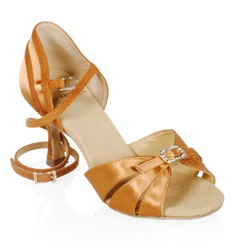 Ray Rose Light Tan Satin Ladies Latin Dance Shoe with Round Toe 871-X Pavo_SALE