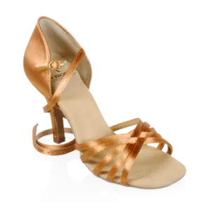 Ray Rose Light Tan Satin Ladies Latin Dance Shoes with Extra Wide Width 836-X Hygea_SALE