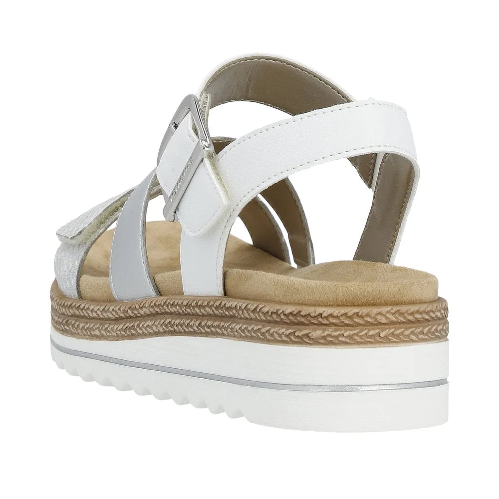 Remonte D0Q55-90 Odessa White And Silver Flatform Wedge Sandals