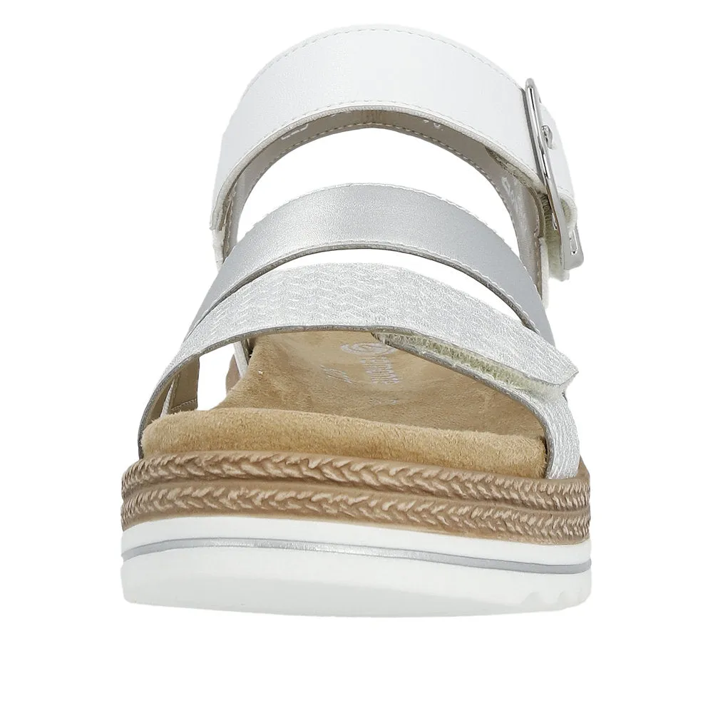 Remonte D0Q55-90 Odessa White And Silver Flatform Wedge Sandals