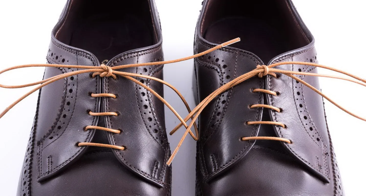 Round Light Brown Waxed Cotton Shoelaces