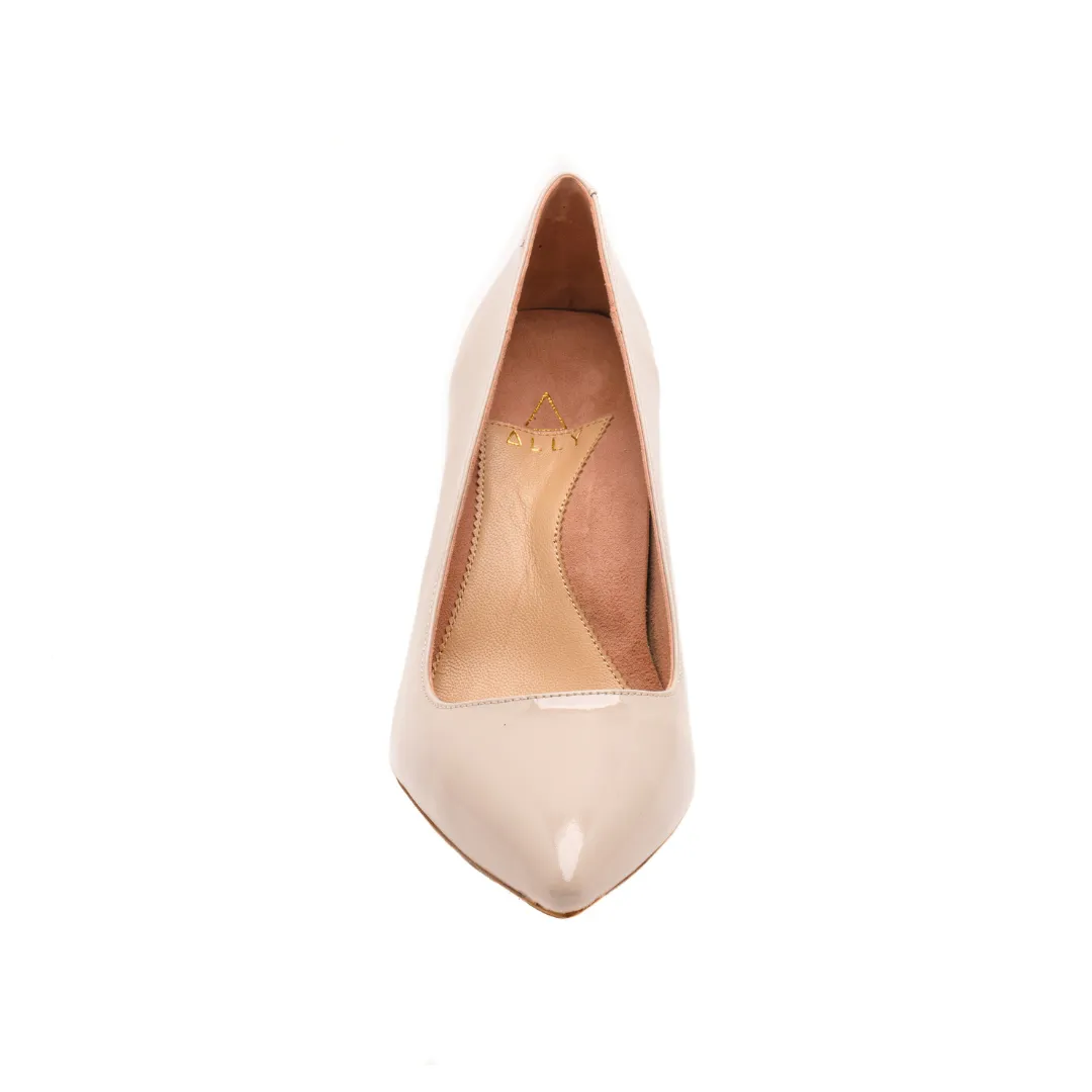 [SAMPLE] Tender Taupe Patent Leather Kitten Heel