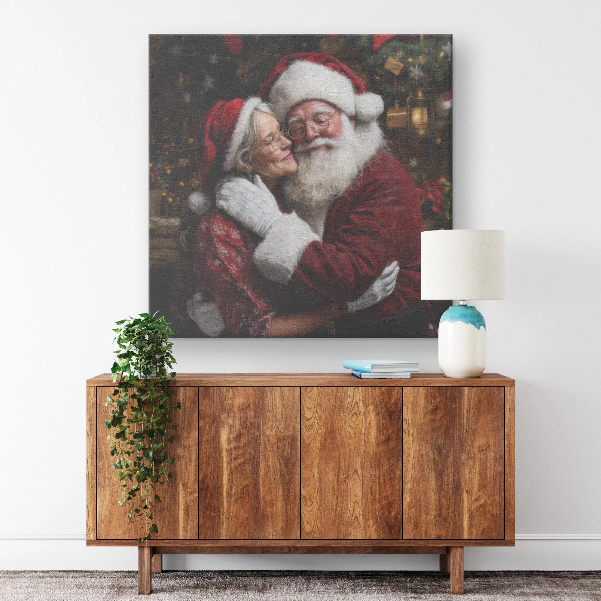 Santa and Mrs. Claus Art Print: A Heartwarming Farewell