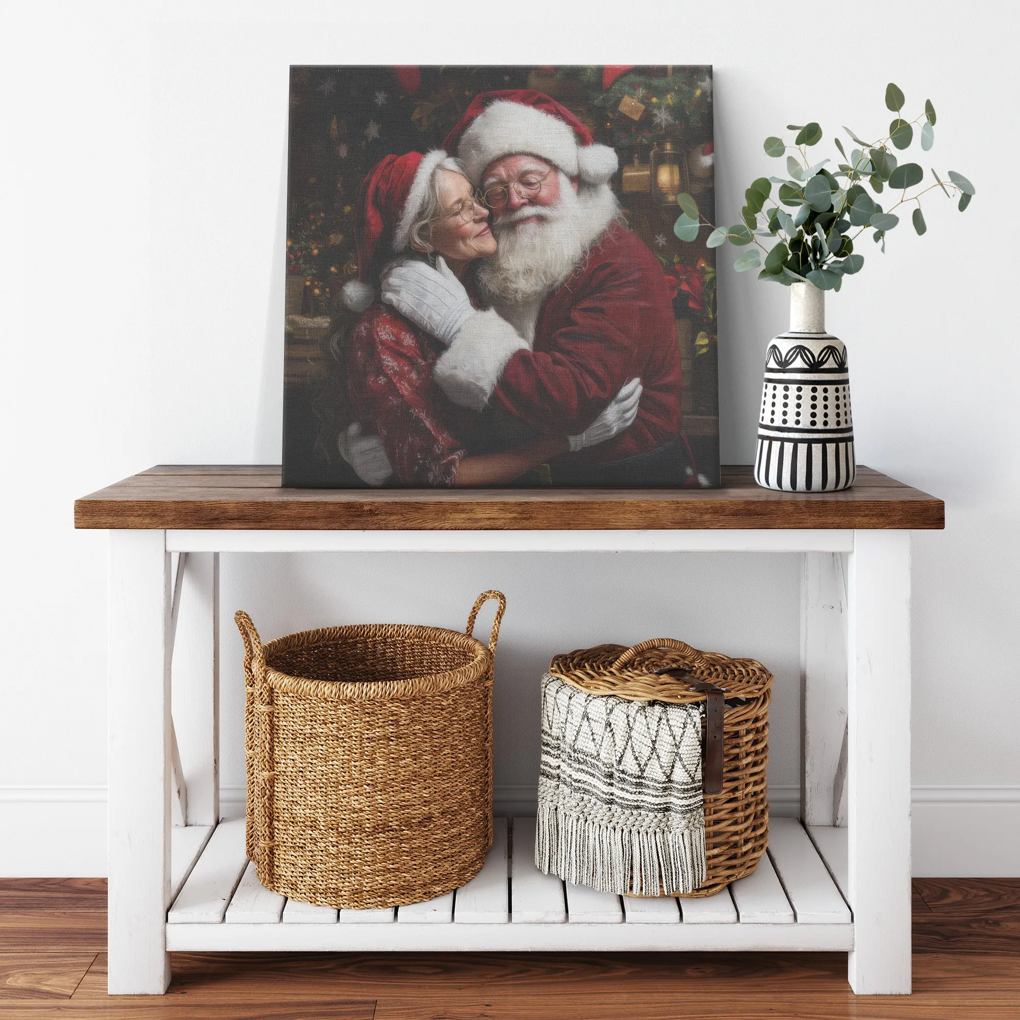 Santa and Mrs. Claus Art Print: A Heartwarming Farewell