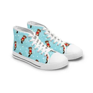 Sea Otter and Heart Women's High Top Sneakers