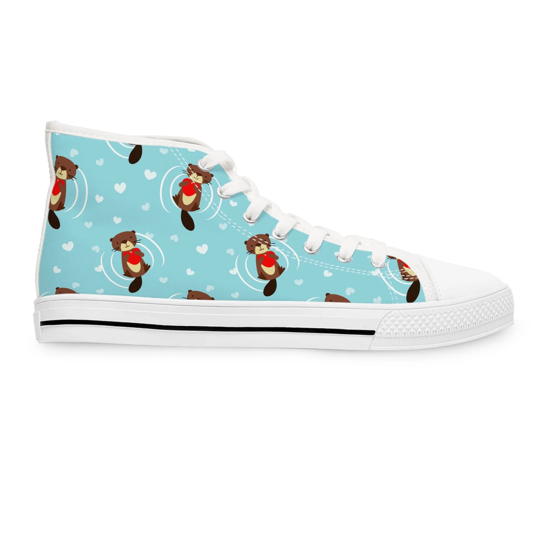 Sea Otter and Heart Women's High Top Sneakers