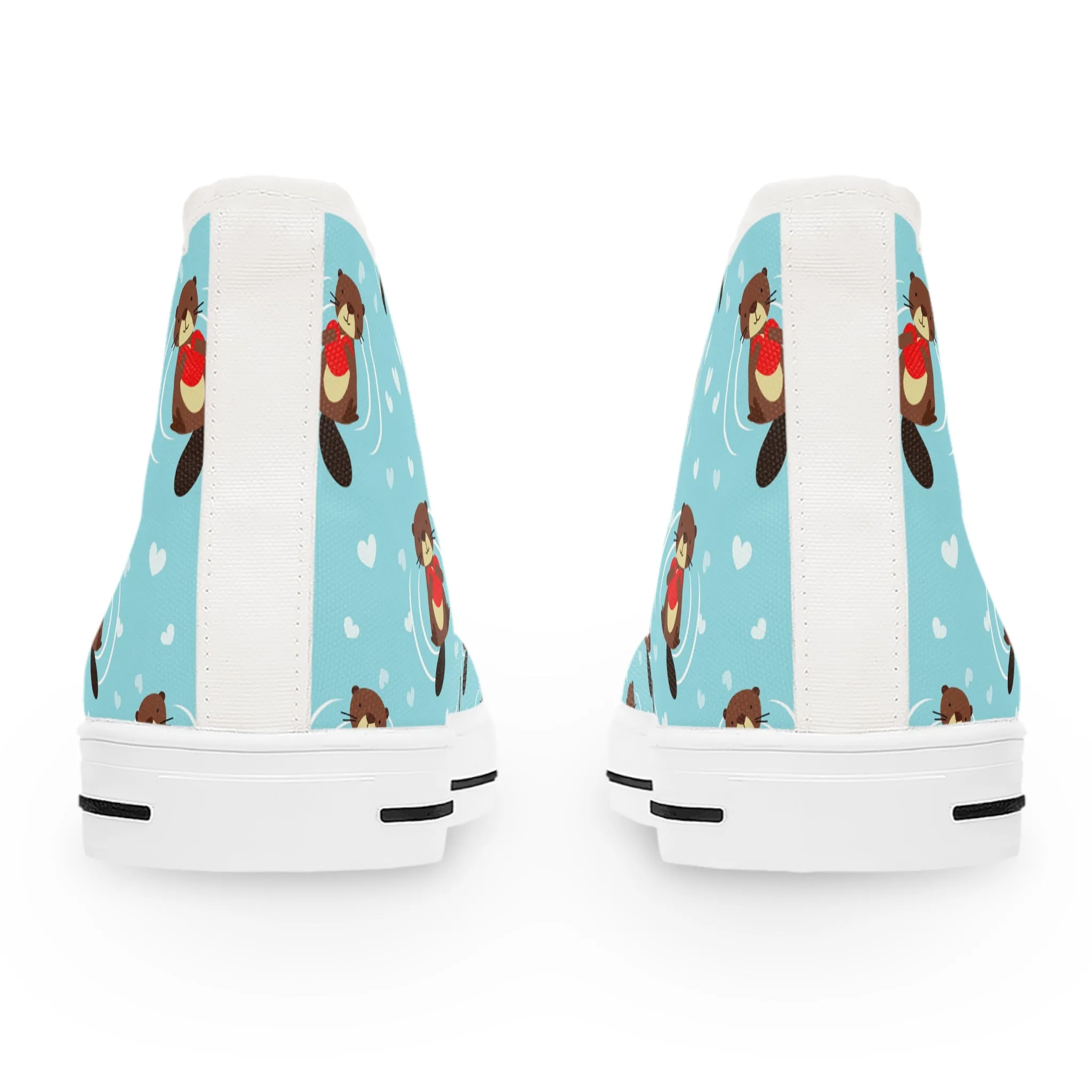 Sea Otter and Heart Women's High Top Sneakers