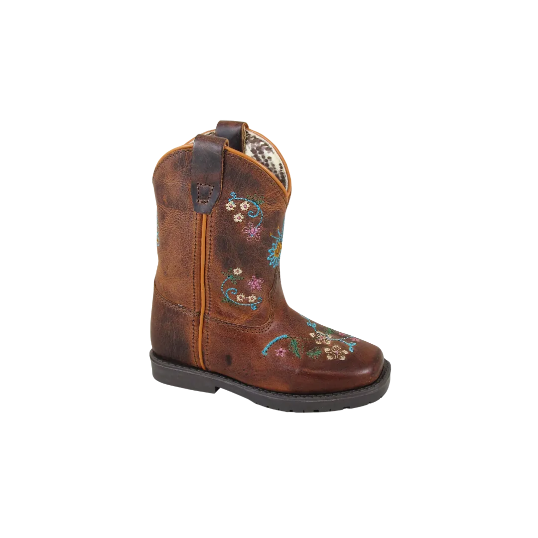 Smoky Mountain Kid's Floralie Square Toe Western Brown Boots