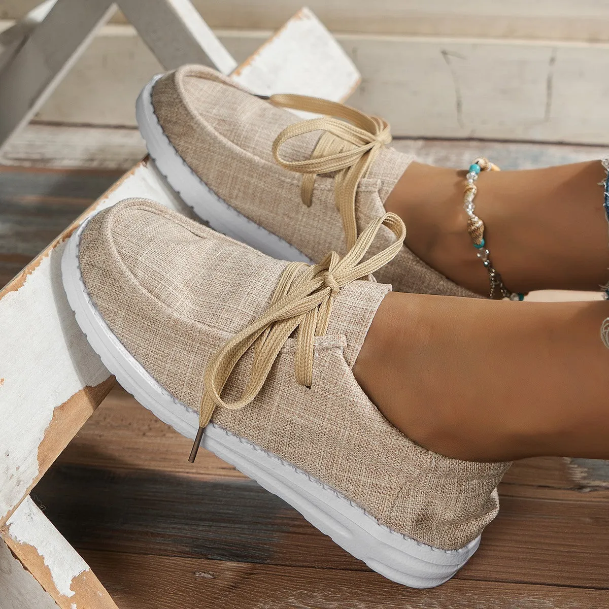 Soft Lace-Up Loafers Canvas Shoes