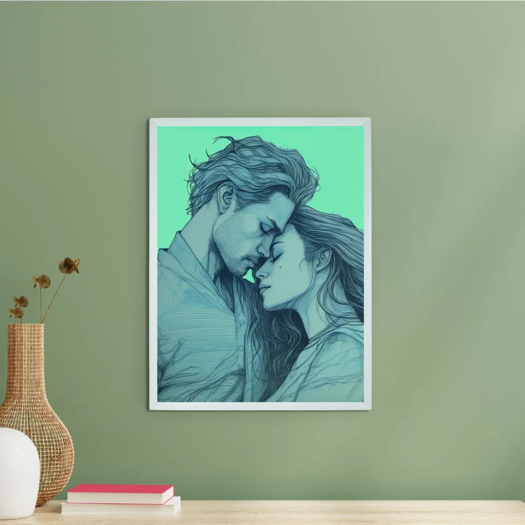 Sowpeace's Handcrafted Minimalist Romance Line Drawing Wall Art – Premium Indian-Inspired Canvas Print for Modern Home Aesthetics