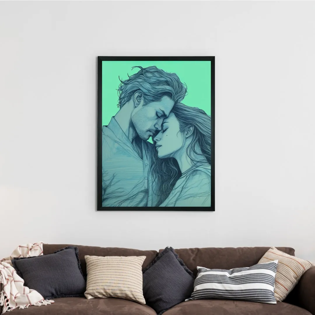 Sowpeace's Handcrafted Minimalist Romance Line Drawing Wall Art – Premium Indian-Inspired Canvas Print for Modern Home Aesthetics