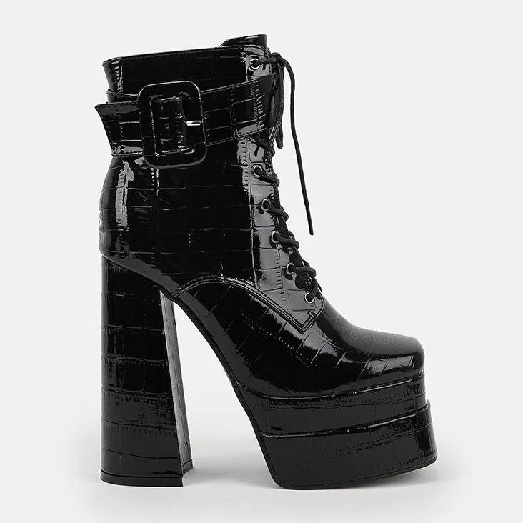 Square Toe Chunky Waterproof Platform Boots