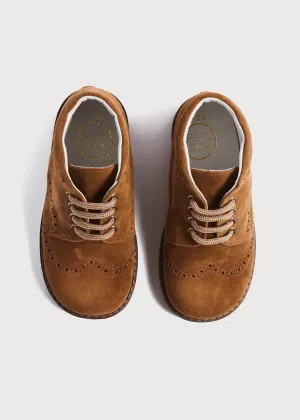 Suede Lace-Up Brogue Boots in Brown (24-30EU)