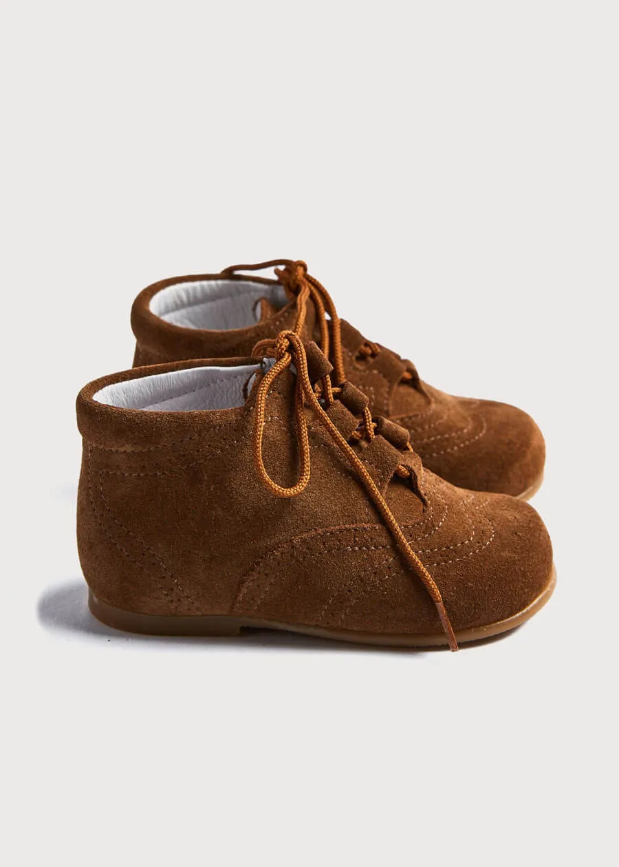 Suede Oxford Baby Booties in Brown (20-24EU)