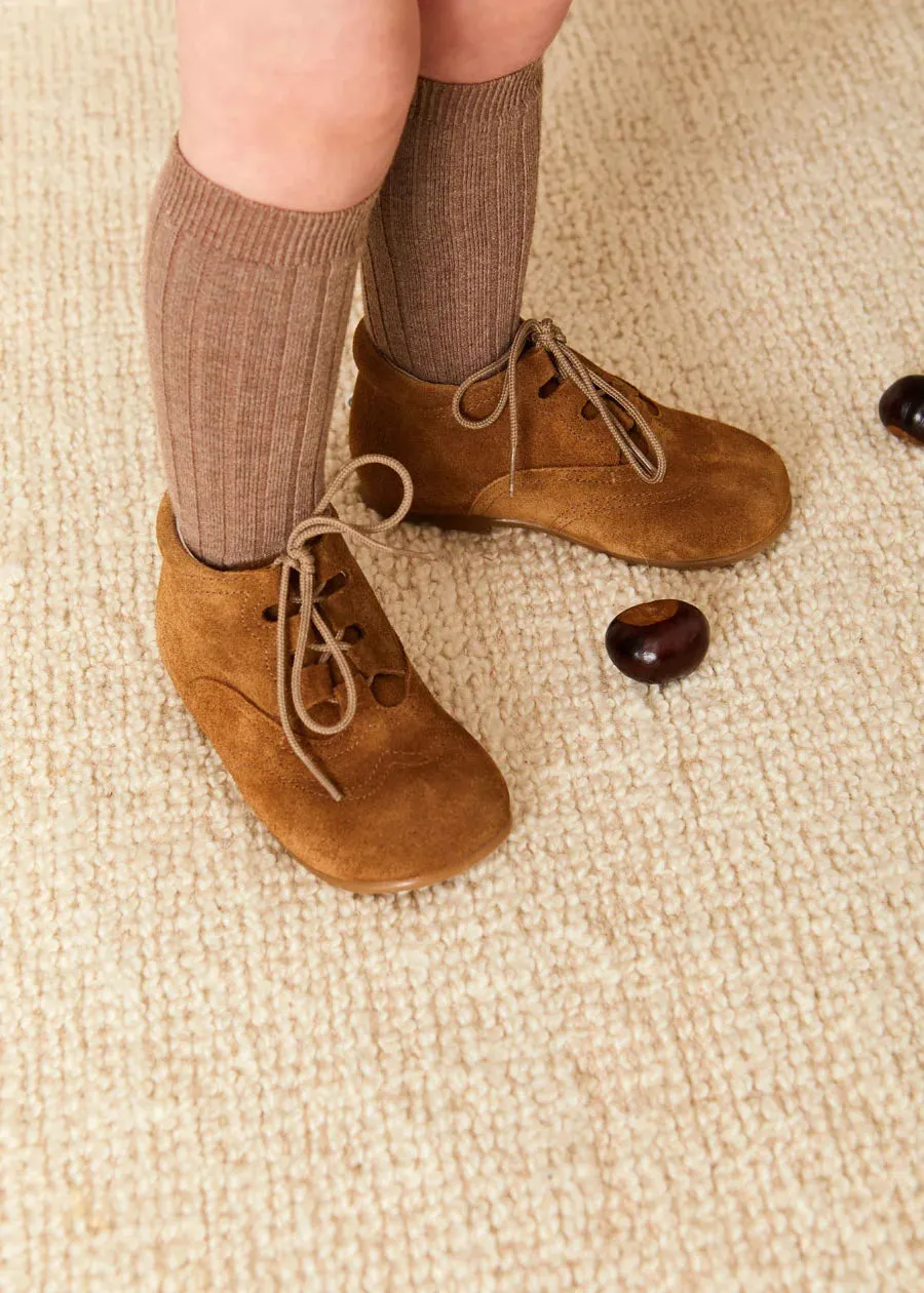 Suede Oxford Baby Booties in Brown (20-24EU)