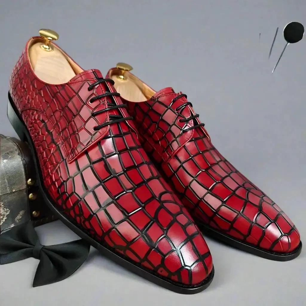 The Ragno - Alligator print elegant leather derby dress shoes