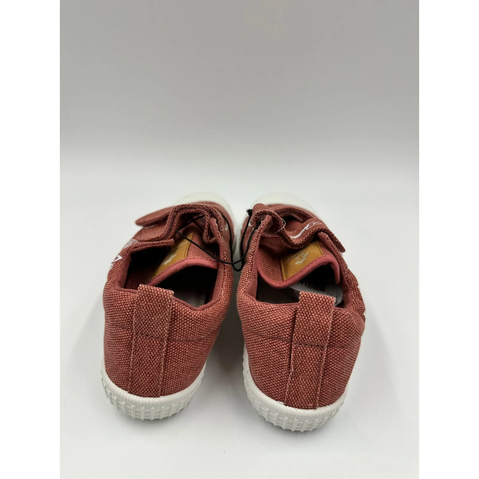 Toddler Size 4, Red/Brown Canvas Fashion Sneaker with Straps and Flower Design