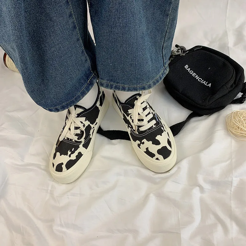 Top Cow White Female Korean Style Canvas Shoes