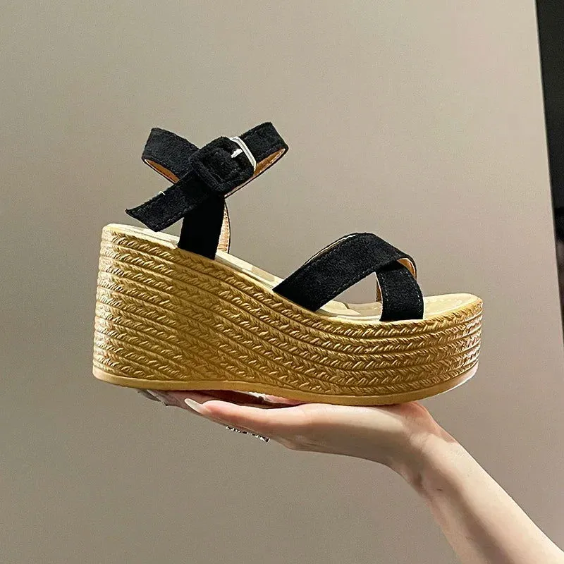 Ultra Comfortable Buckle Strap Thick Platform Wedge Sandals